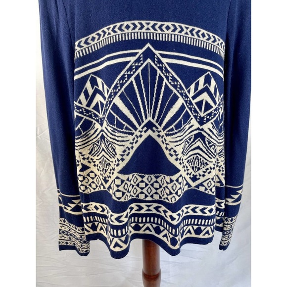 Flying Tomato Aztec Indian Navajo Reversible Cardigan Navy & Cream Big Size S - Picture 5 of 13
